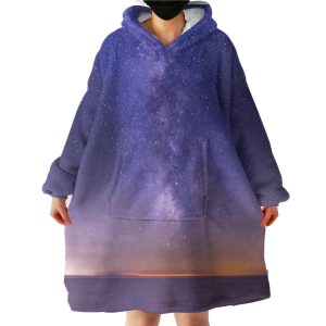 Purple Sky With Stars Hoodie Wearable Blanket WB1254
