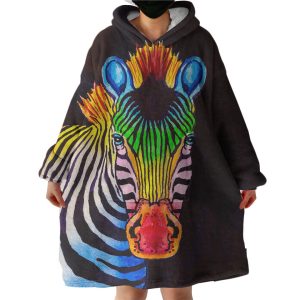 RGB Color Zebra Hoodie Wearable Blanket WB0616