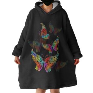 RGB Colorful Butterflies Transparent Hoodie Wearable Blanket WB0245