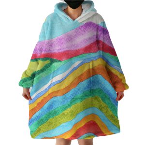 RGB Colorful Waves on Mountain Hoodie Wearable Blanket WB0601
