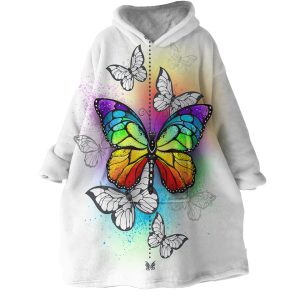 Rainbow Butterfly Hoodie Wearable Blanket WB1974 1