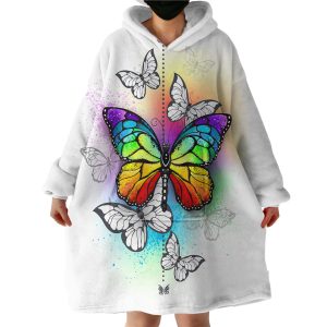 Rainbow Butterfly Hoodie Wearable Blanket WB1974