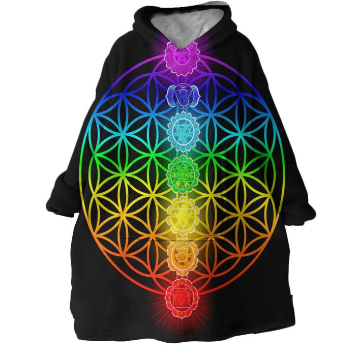 Rainbow Chakras Hoodie Wearable Blanket WB2119 1