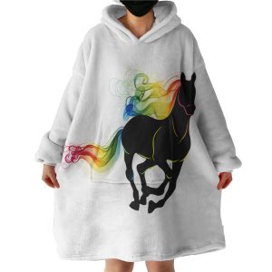 Rainbow Gradient Color Horse Hoodie Wearable Blanket WB0549