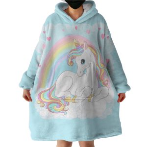 Rainbow Lovely Unicorn Hoodie Wearable Blanket WB0956