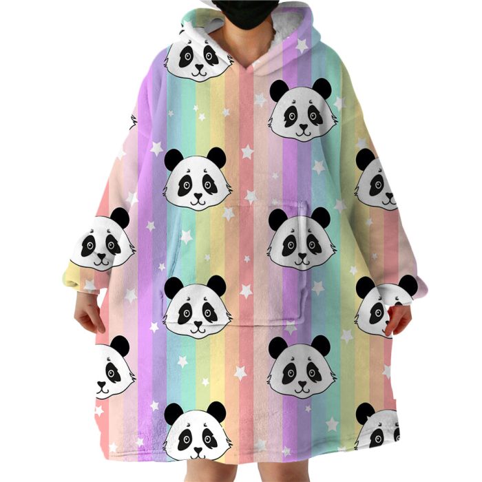 Rainbow Panda Hoodie Wearable Blanket WB2106