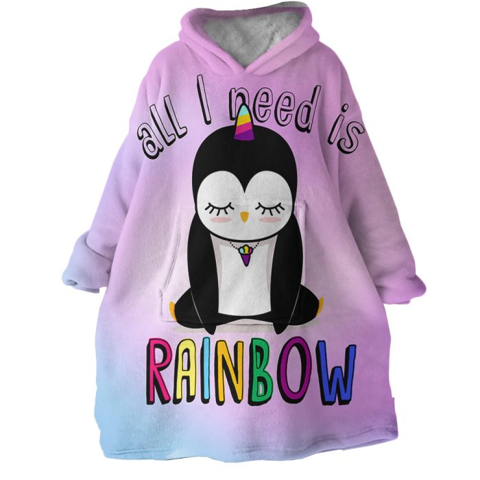 Rainbow Penguin Hoodie Wearable Blanket WB1938 1