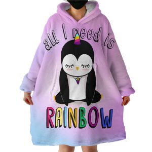 Rainbow Penguin Hoodie Wearable Blanket WB1938