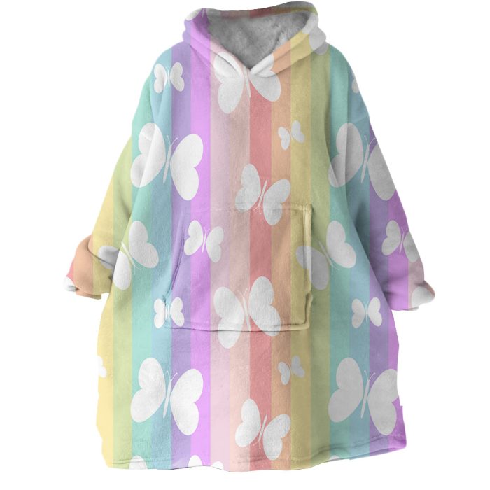 Rainbow Themed Butterflies Hoodie Wearable Blanket WB1996 1