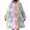 Rainbow Themed Butterflies Hoodie Wearable Blanket WB1996