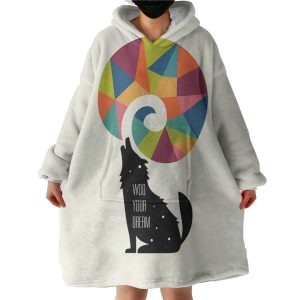 Rainbow Wolf Hoodie Wearable Blanket WB0735