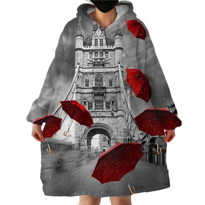 Rainy London Hoodie Wearable Blanket WB1521