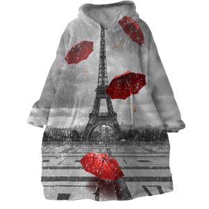 Rainy Paris Hoodie Wearable Blanket WB1651 1