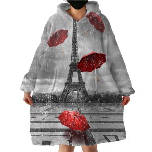 Rainy Paris Hoodie Wearable Blanket WB1651
