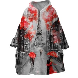 Rainy Paris Hoodie Wearable Blanket WB1682 1