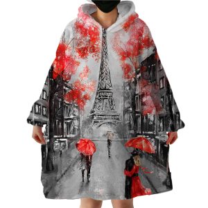 Rainy Paris Hoodie Wearable Blanket WB1682