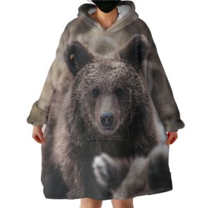 Real Forest Black Bear Hoodie Wearable Blanket WB0683