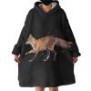 Real Fox Orange Splatter Brush Hoodie Wearable Blanket WB0395