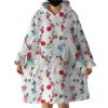 Red Flowers Hoodie Wearable Blanket WB1128