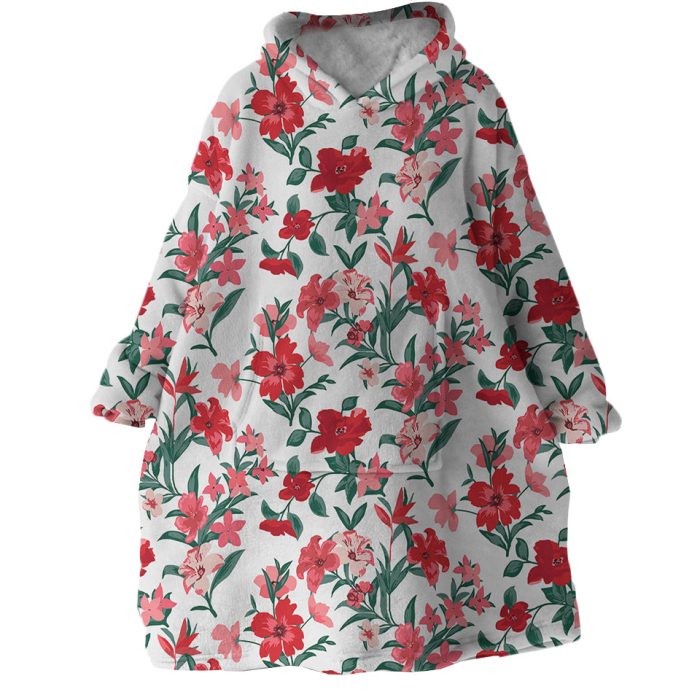 Red Flowers Hoodie Wearable Blanket WB1347 1
