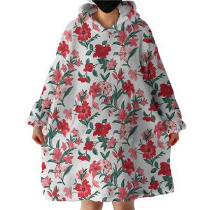 Red Flowers Hoodie Wearable Blanket WB1347