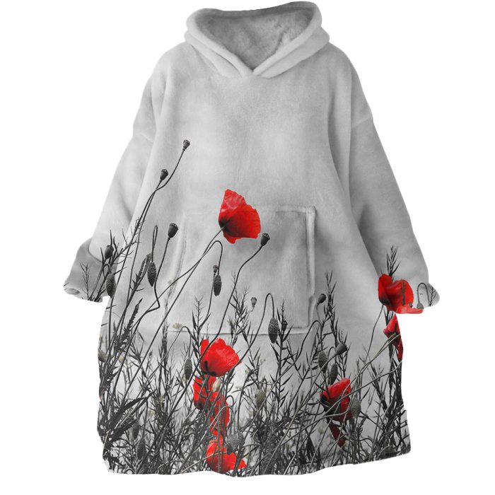 Red Poppies Hoodie Wearable Blanket WB0080 1