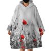 Red Poppies Hoodie Wearable Blanket WB0080