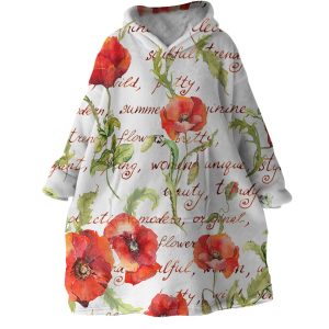 Red Poppies Hoodie Wearable Blanket WB1109 1