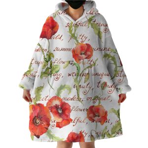 Red Poppies Hoodie Wearable Blanket WB1109