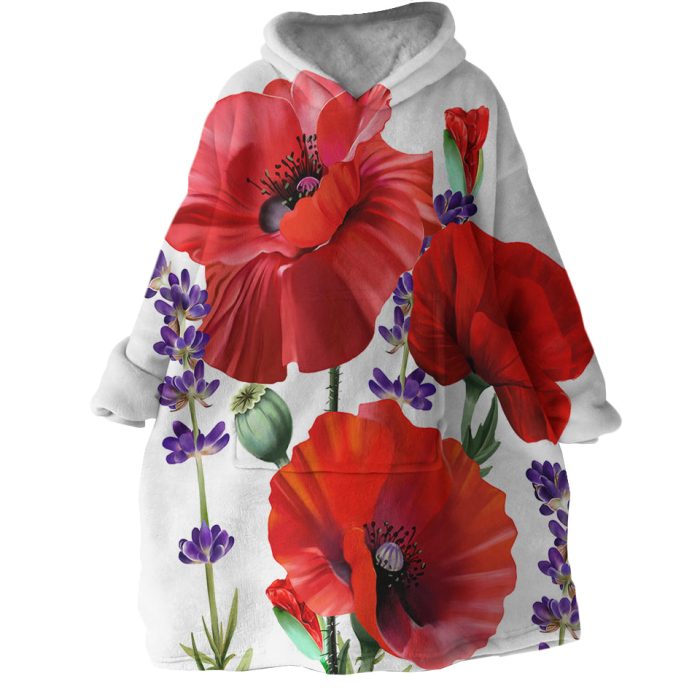 Red Poppy Hoodie Wearable Blanket WB1138 1