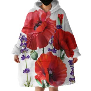 Red Poppy Hoodie Wearable Blanket WB1138