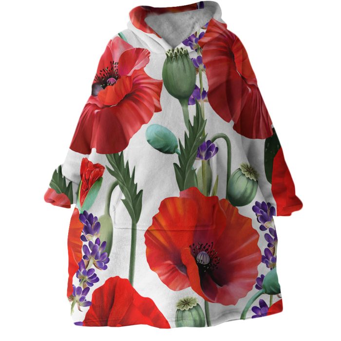 Red Poppy Hoodie Wearable Blanket WB1139 1