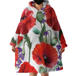 Red Poppy Hoodie Wearable Blanket WB1139