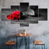 Red Rose Flower Scene 5 Piece Five Panel Wall Canvas Print Modern Art Poster Wall Art Decor