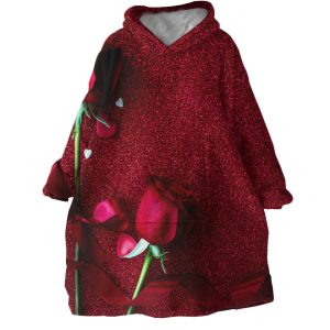Red Rose Hoodie Wearable Blanket WB1080 1
