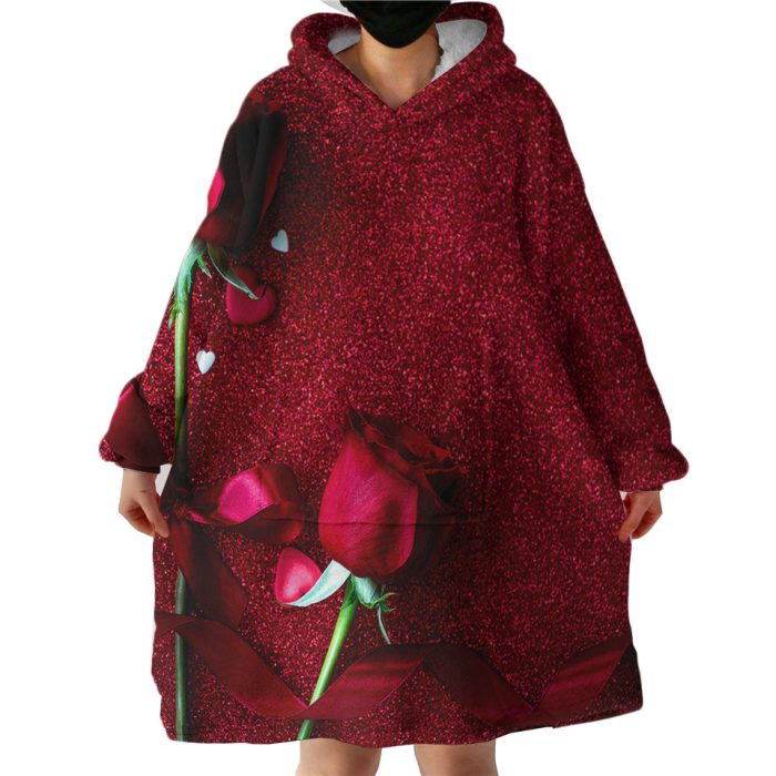 Red Rose Hoodie Wearable Blanket WB1080
