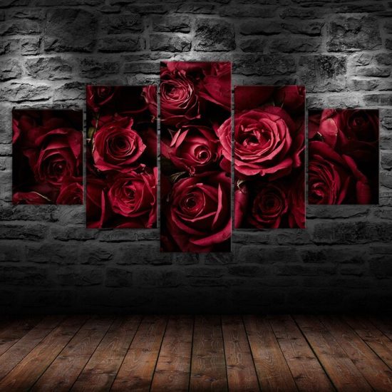 Red Roses Flower Bouquet 5 Piece Five Panel Wall Canvas Print Modern Art Poster Wall Art Decor 1 1