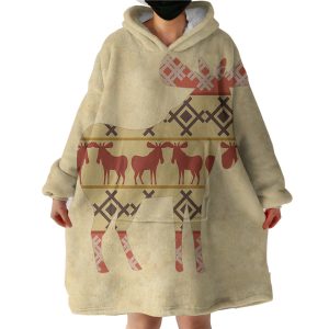 Reindeer Aztec Pattern Hoodie Wearable Blanket WB0521