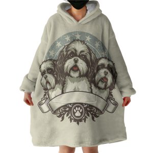 Retro Three Heads Cavalier King Charles Spaniel Superstar Hoodie Wearable Blanket WB0367