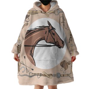 Riding Horse Draw Hoodie Wearable Blanket WB0947
