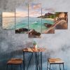 Rocky Seashore Beach Tropical Island 5 Piece Five Panel Wall Canvas Print Modern Art Poster Wall Art Decor