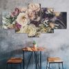 Rose Flower Bouquet Scene 5 Piece Five Panel Wall Canvas Print Modern Art Poster Wall Art Decor