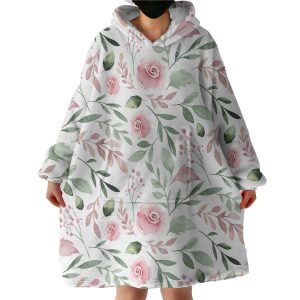 Rose Flower Hoodie Wearable Blanket WB1023