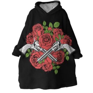 Roses Guns Hoodie Wearable Blanket WB1799 1