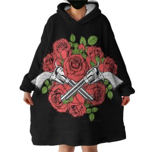 Roses & Guns Hoodie Wearable Blanket WB1799