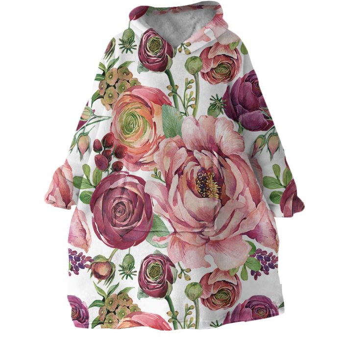 Roses Hoodie Wearable Blanket WB2048 1
