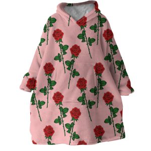 Roses Pink Hoodie Wearable Blanket WB1423 1