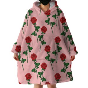 Roses Pink Hoodie Wearable Blanket WB1423