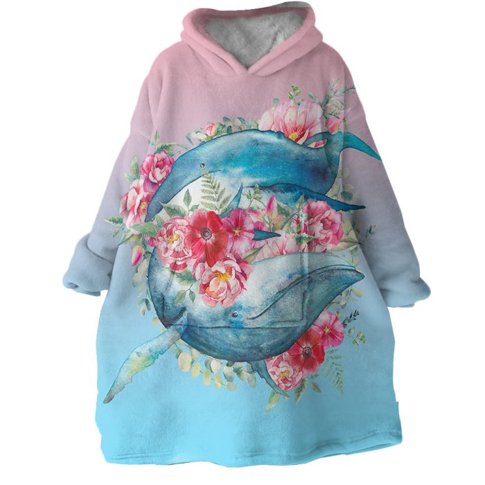 Rosy Whale Hoodie Wearable Blanket WB1717 1