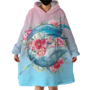 Rosy Whale Hoodie Wearable Blanket WB1717